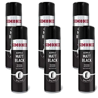 Image of Simoniz Spray Paint Aerosol BIG 500ml CAN Matt Black x6