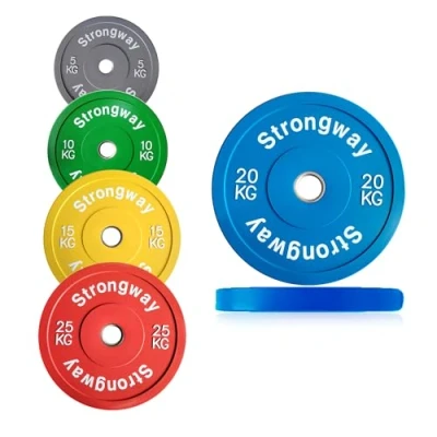 Image of Strongway® Olympic Bumper Weight Plates Colour Coded (5KG 10KG 15KG 20KG 25KG) Discs for Barbell 2 Inch (2&quot;) / 50mm Hole Lifting Workout Home Gym Fitness (2 X 20KG)