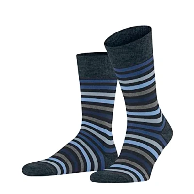 Image of Mens 1 Pair Falke Tinted Stripe Wool Socks Navy 5.5 8