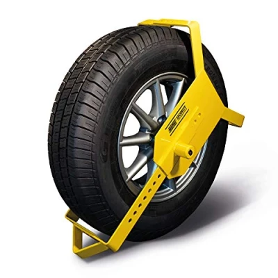 Image of Maypole 10&quot; 16&quot; Heavy Duty Wheel Clamp Suitable For Tyre Sizes 135 mm to 215 mm, Diameter 450 700 Yellow