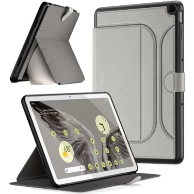 Image of Poetic Explorer Magnetic Folio Stand Case Designed for Google Pixel Tablet (2023), Fidget Mount Tablet, Space Gray