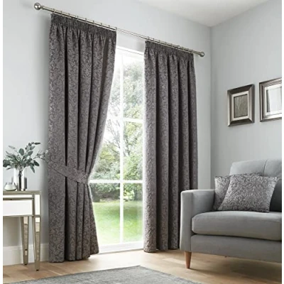 Image of Curtina Lamina Pair of Pencil Pleat Curtains 66&quot; Width x 72&quot; Drop (168 183cm) in Slate