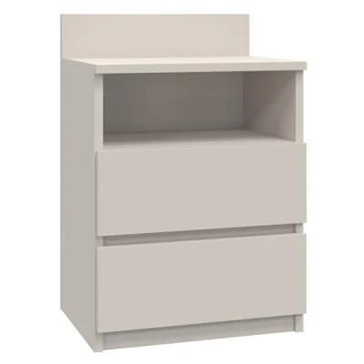 Image of CDF M1 Malwa Bedside Table Colour: Cashmere (Beige) Ideal for Bedrooms, Children&#039;s Rooms, Teenagers Easy Assembly Two Spacious Drawers Handle Free