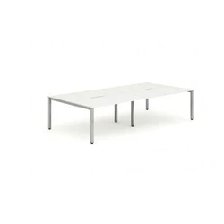 Image of Evolve B2B Silver Frame Bench Desk 1200 White (4 Pod) BE256