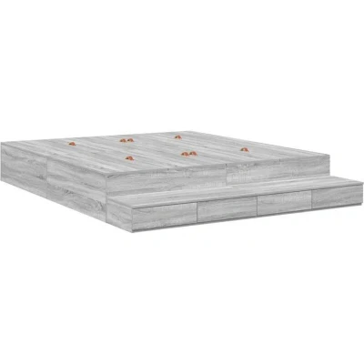 Image of Storage Bed Frame Grey Sonoma 200x200 cm Vidaxl
