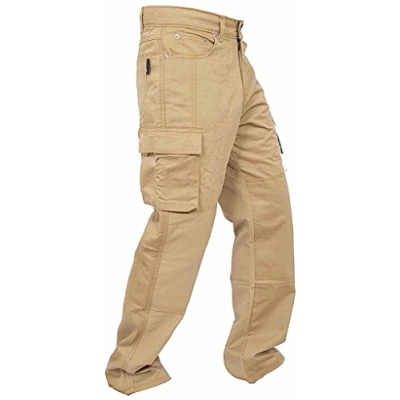 Image of newfacelook Mens Work Trousers Multi Pockets Cargo Combat Pants for Man Beige