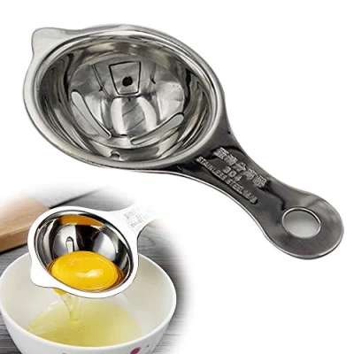 Image of Egg Separator, Stainless Steel White Separator and Yolk Divider, Strainer Spoon Filter Kitchen Baking Tools