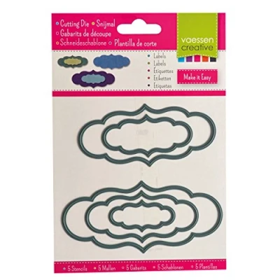Image of Vaessen Creative Shape cutting dies labels, Steel, Black, 4.8x2.1x0.1 cm