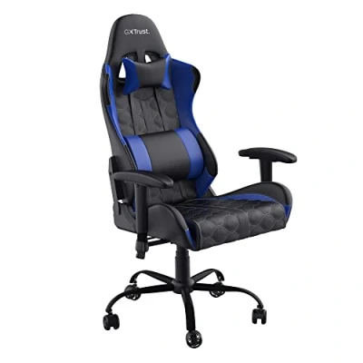Image of Trust Gaming GXT 708B Resto Chair, PC Desk Full 360 Rotatable Seating, Strong and Robust Metal Base Frame, Chair for Computer, Streaming, Office Blue