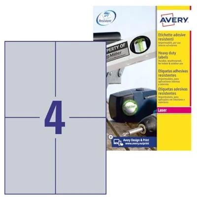 Image of Avery Zweckform Etikett Nameplate 105x148 mm A4 L Silver 20Blatt 80ST