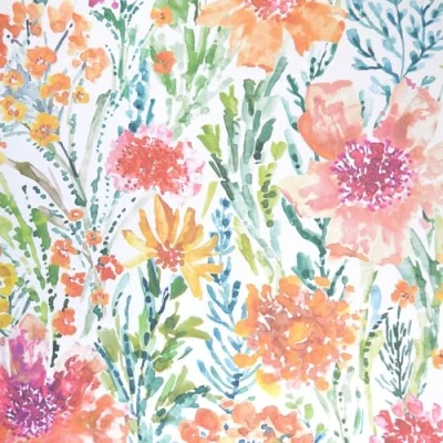 Image of Floral Watercolour Multicoloured Wallpaper Naturistic Leaves Flowers Modern Paste The Wall Textured