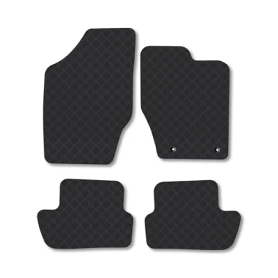 Image of Rubber Car Mats Compatible with Peugeot 307 (2001 2008) Tailored Fit Floor Set Accessory Black Custom 4 Pieces Clips Anti Slip Backing, Heavy Duty &amp; Waterproof