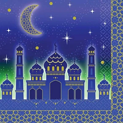 Image of Amscan Eid 2 Ply Luncheon Napkins 33cm 16 Pcs, Multicolor, Pack of