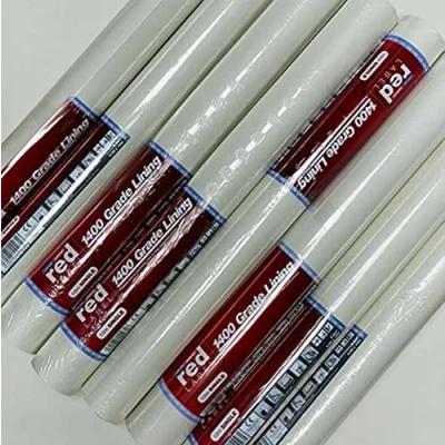 Image of SOPHIE LAURENCE Erfurt Red Label Lining Paper 1400 Grade Single 10m Roll Quality White Plain Wallpaper Available in Pack of 4, 5, 6, 8 (8, White)