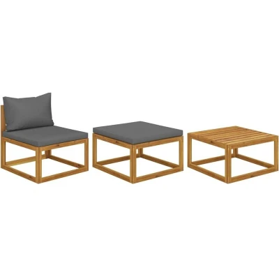 Image of vidaXL 3 Piece Garden Lounge Set with Cushions Solid Acacia Wood