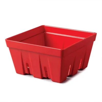 Image of Zeal Fridge Storage Box for Fruits and Salad, Melamine Kitchen Container Wash Serve Fruit &amp; Salad Colander Box, Large 19cm (Red)
