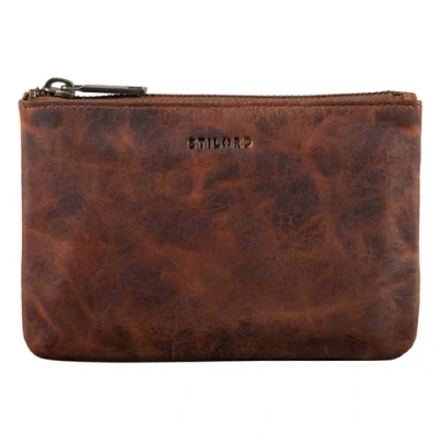 Image of STILORD &#039;Samy&#039; Card Pouch Leather for Men Women Vintage Small Wallet Ideal as Organizer Bag Pen Storage Case Make Up in Genuine Leather, Colour:Prestige Brown
