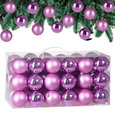 Image of CASARIA® 54Pcs 6cm Christmas Tree Baubles Set Xmas Decorations Balls Festive Indoor Outdoor Hanging Ornaments 27x Glossy Matt Finish Holiday Decs Delicate Pink