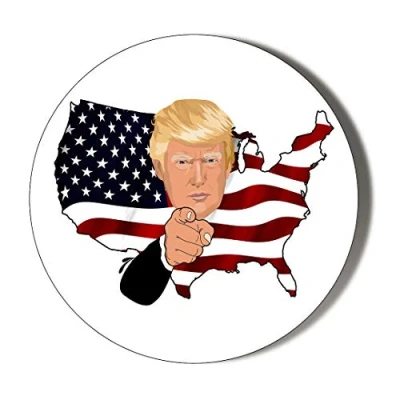 Image of Gift Insanity POP ART TRUMP ON AMERICAN FLAG Large 58mm Novelty Badge