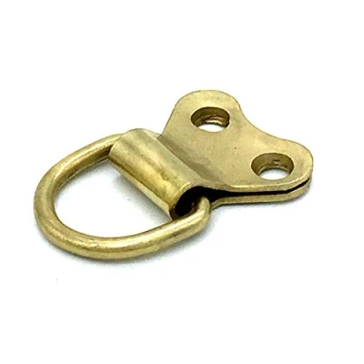 Image of 5 x D Rings Picture Frame Hanging Double Screw Hole EB Brass Plated Ring &amp; Screws