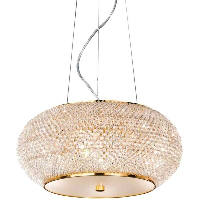 Image of Pasha&#039; 6 Light Ceiling Pendant Gold with Crystals, E14