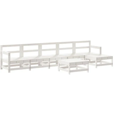 Image of vidaXL 7 Piece Garden Lounge Set White Solid Wood Pine