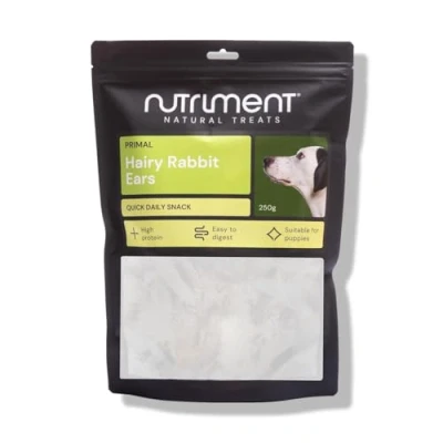 Image of Natural Treats Air Dried Hairy Rabbit Ears (250g) Low Fat Dental Chew Dog