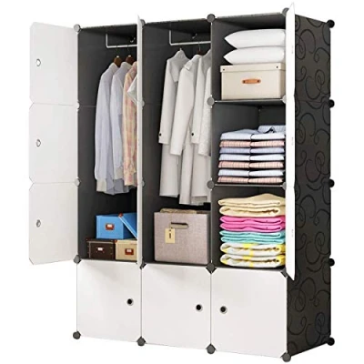 Image of BRIAN &amp; DANY 12 Cube Portable Wardrobe Closet, Modular Storage Organizer with Doors 2 Hangers, Deeper Cubes for Larger Space