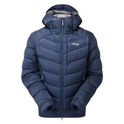 Image of Rab Men&#039;s Glaceon Pro Jacket Lightweight Down Coat for Hiking, Climbing, &amp; Mountaineering Tempest Blue Small