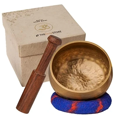 Image of Tibetan Singing Bowl Set — Meditation Sound Handcrafted in Nepal for Healing and Mindfulness (3.5 Inch with Giftbox)