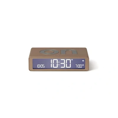 Image of Lexon Flip Classic Digital Alarm clock with Reversible On/Off Faces, Rechargeable bedside LCD display, Touch Sensor for Snooze &amp; Light function Soft Gold