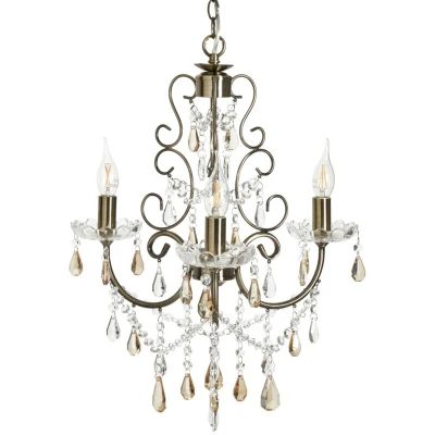 Image of LITECRAFT Madonna Chandelier Dual Mount Ceiling Light 3 Arm (Antique Brass, Light)