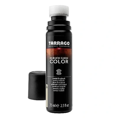Image of Tarrago Nubuck Suede Colour Renovator Renews Color of &amp; Footwear Contains Synthetic Polymer and Vegetal Oil Self Applicator Bottle with Sponge, 75 ml / 2.54fl.oz