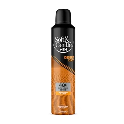 Image of SOFT &amp; GENTLE Desert Dry Men&#039;s Antiperspirant Deodorant Spray, 250ml