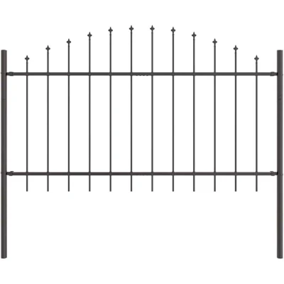 Image of vidaXL Garden Fence with Hoop Top in Grey, 1.7x1 m, Made of Steel