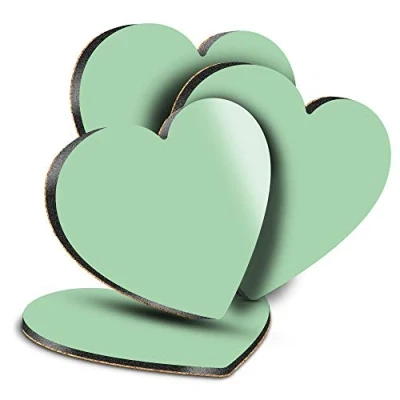 Image of Destination Vinyl ltd Great Coasters (Set of 4) Heart Mint Green Colour Block Drink Glossy Coasters/Tabletop Protection for Any Table Type #45740