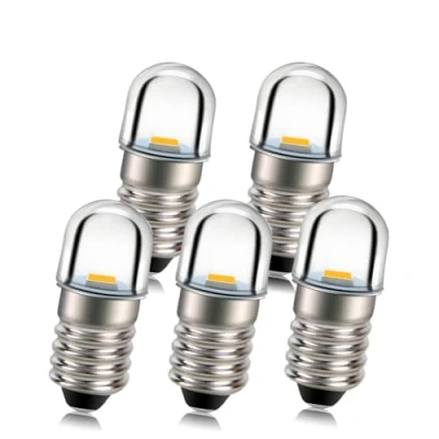 Image of Ruiandsion 5pcs E10 Base Socket LED Bulb 1W 4.5V Warm White Replace Torch Headlight Headlamp Mini Head Lamp Flashlight Bulbs,Negative Earth