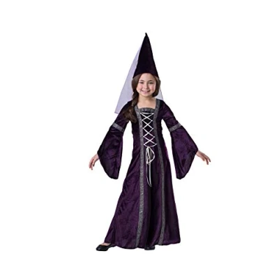 Image of Dress Up America Medieval Princess Costume Renaissance Set for Girls Includes Purple and Hennin Hat