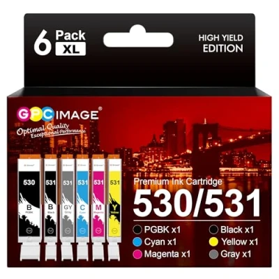Image of GPC Image PGI 530 CLI 531 XXL Ink Cartridges Replacement for 530XXL 531XXL PGI530 Compatible Canon Pixma TS8750 TS8751 Printer (6 Pack,PGBK Black Cyan Magenta Yellow Grey)