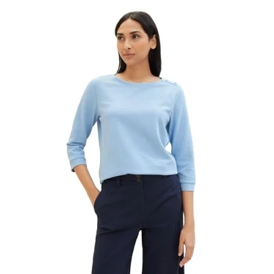 Image of TOM TAILOR Women&#039;s 1041292 T Shirt, 34587 Light Fjord Blue, Large