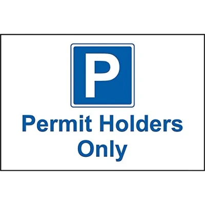 Image of Permit Holders Only Car Park sign 3mm Aluminium 300mm x 200mm