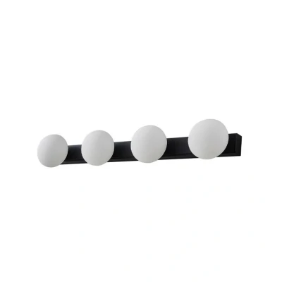 Image of Lucande LED bathroom wall lamp Myrra, black, glass, 60 cm, IP44