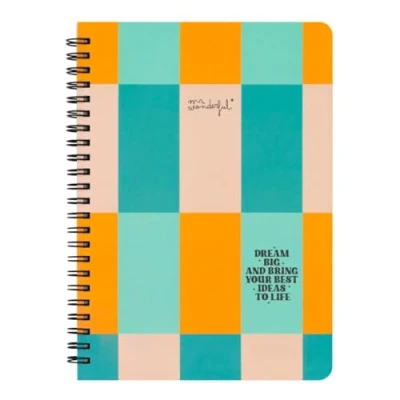 Image of Mr. Wonderful A5 Notebook Dream big and bring your best ideas to life with spiral binding hard cover Includes sticker sheet 80 sheets