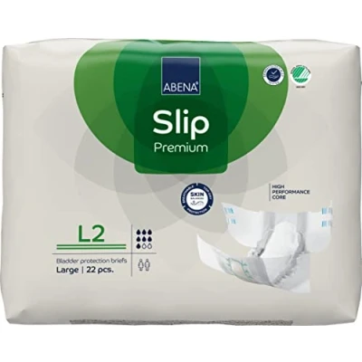 Image of ABENA Slip Premium All In One Incontinence Pads For Men &amp; Women, Eco Labelled Womens Pads, Mens Large 2, 100 150cm Waist, 3100ml Absorbency, 22PK, White