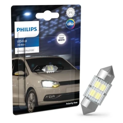 Image of PHILIPS Ultinon Pro3100 LED Festoon car signalling bulb, 6.000K, 30mm