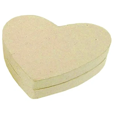 Image of Décopatch Ref BT036C Heart Box Papier Maché Object to Decorate 13 x 11 3.5cm with Papers &amp; PaperPatch Glue, Glitter, Paints