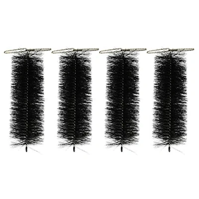 Image of Selections Pack of 4 Black Drain &amp; Gutter Brush Downpipe Leaf Guard Protection Plugs (30cm)