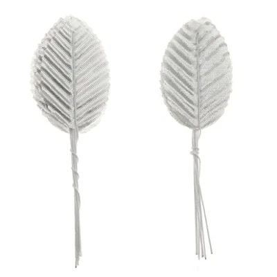 Image of Générique 200 x Artificial Silk Rose Leaves for Wedding Bouquets Buttonholes 11cm Silver