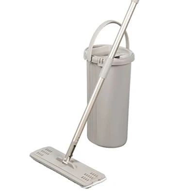Image of Salter LASAL73650WEU7 Warm Harmony Flat Mop &amp; Bucket Set Wet Dry Floor Cleaner, 180 Rotating Head, 4L with Dual Chamber for Wringing Soaking, Includes 2 x Machine Washable Pads