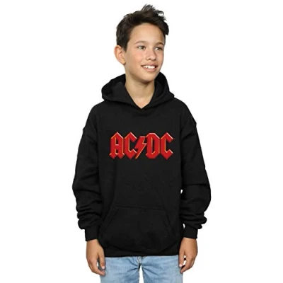 Image of ACDC Boys Red Logo Hoodie Black 3 4 Years